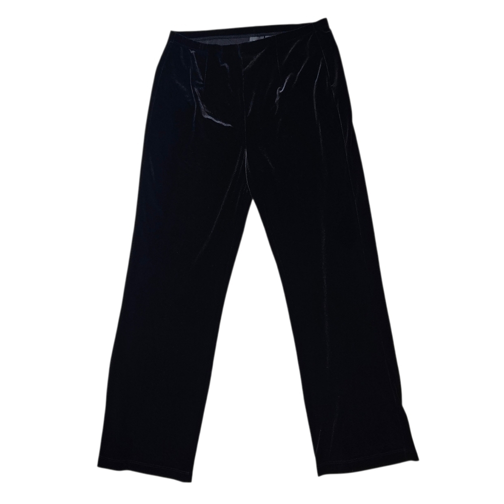 Chico’s Travelers Black Velour-feel Pull-On Pants Size 1 (~US Womens 8)